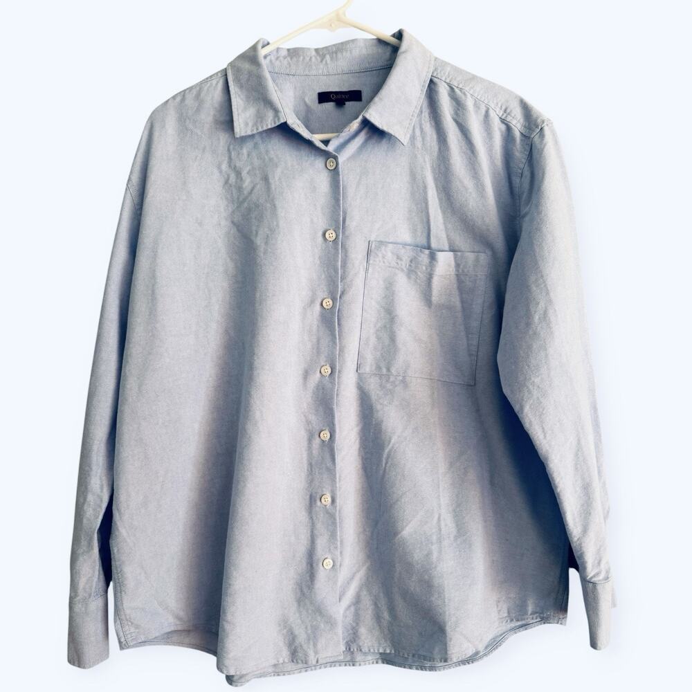 NWOT Quince Organic Cotton Relaxed Oxford Shirt Pale Blue Women’s Large - Picture 5 of 10